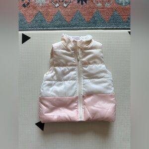 Just Lizzy|Baby girl,toddler light Pink and White Puffer Vest•Full zip,size 24M